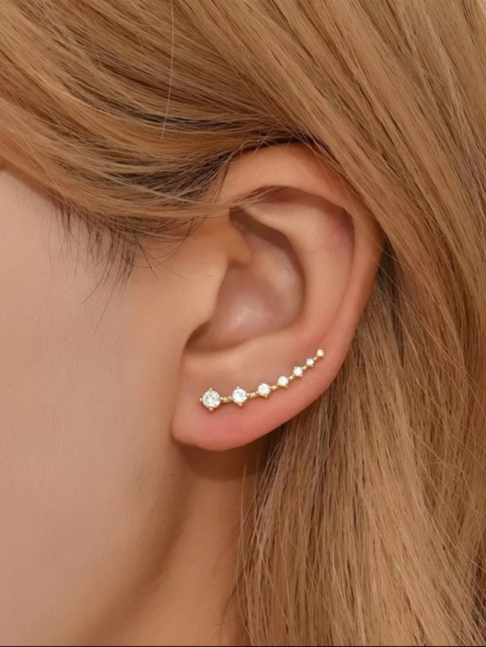 Gold earring crawlers